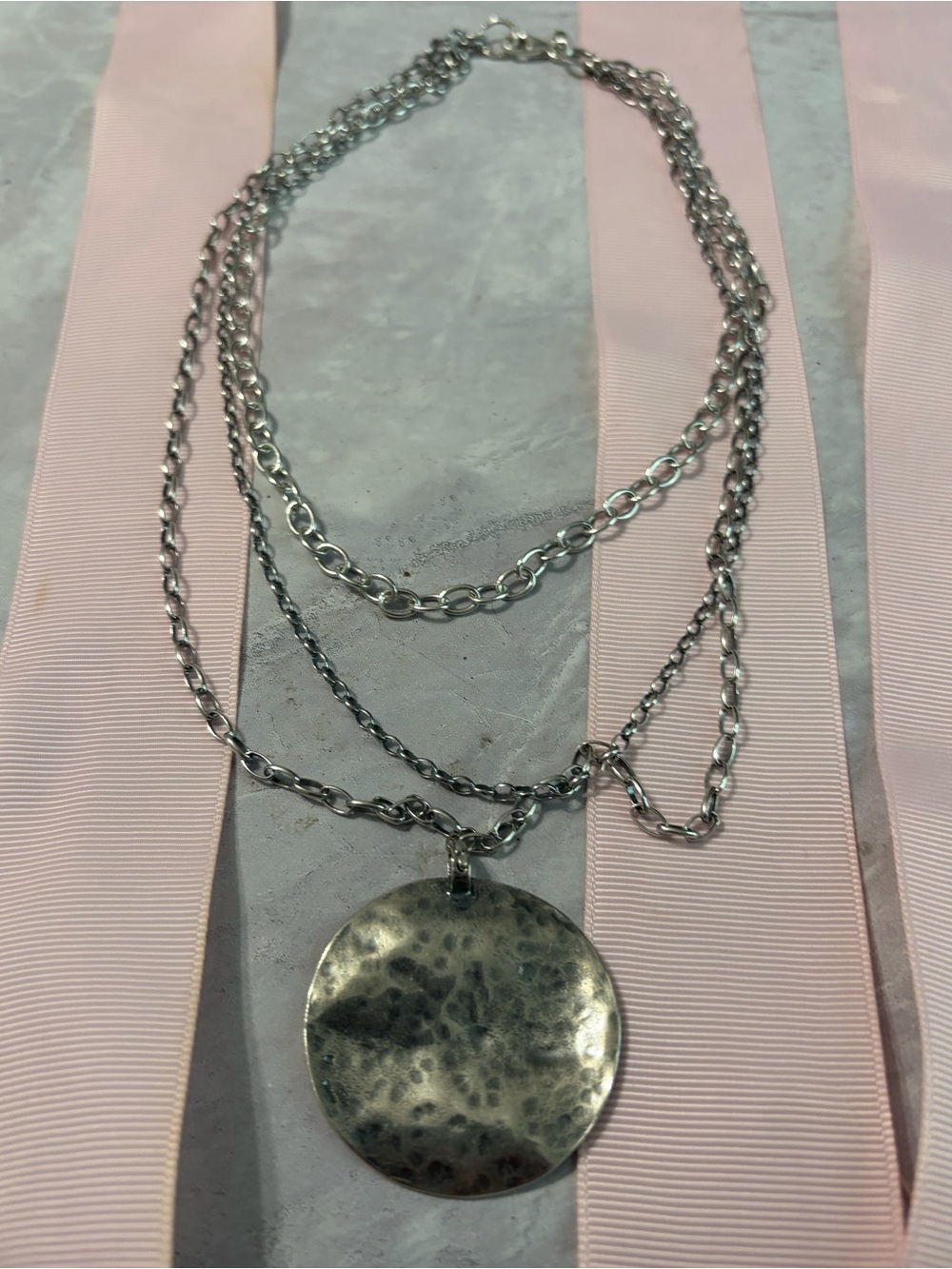 Silpada Sterling 925 Silver Triple Strand Circle Necklace 16 in